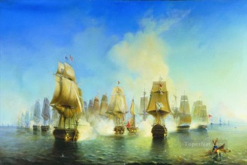 Artworks in 150 Subjects Painting - the battle of athos 1853 Alexey Bogolyubov warships naval warfare